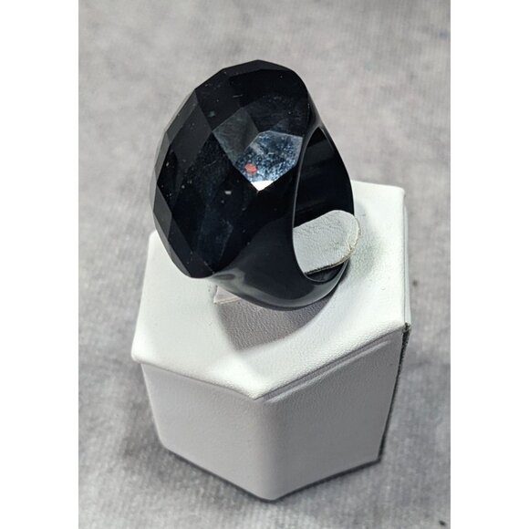 Glam Goth Faceted Teardrop Heavy Black Ring Size 8 1/2 - Picture 3 of 9